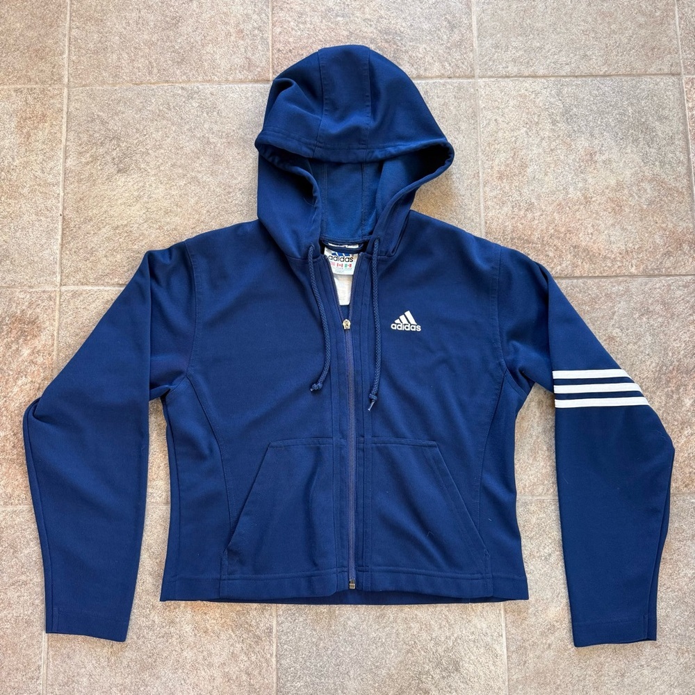 Adidas Deep Blue Zip Up Hoodie Size Large